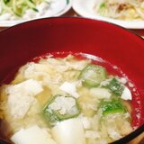 豆腐とオクラと卵のスープ